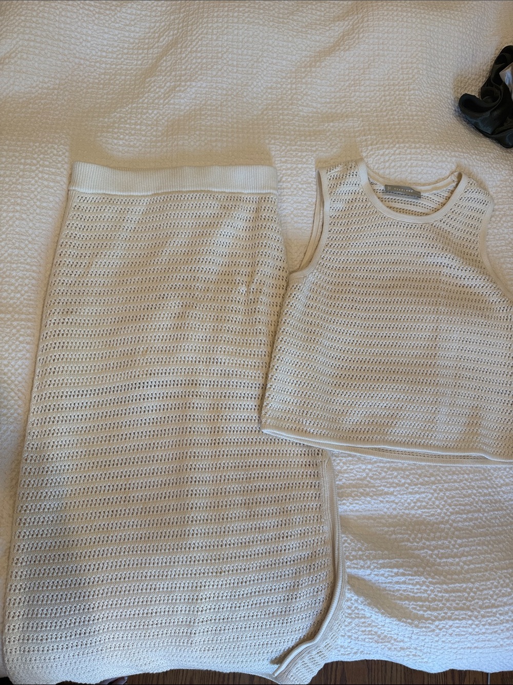 Everlane SET: Cream Open-Knit Pencil Skirt and Tank
